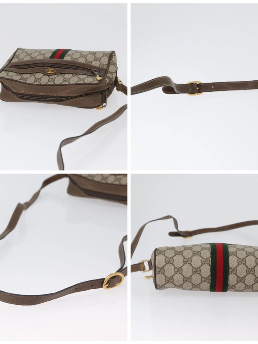 GUCCI GG Supreme Web Sherry Line Bag PVC Beige Gold - Picture 16 of 16